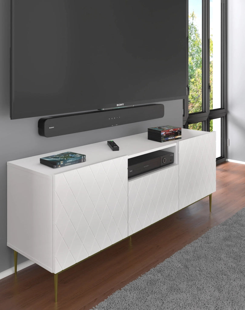 MOBILE DIUNA RTV2D1K 145 BIANCO OPACO GAMBE NERE