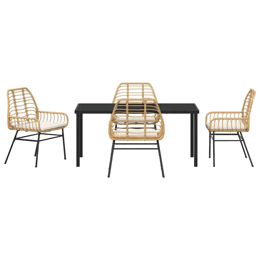 Set da Pranzo per Giardino 5 pcs Marrone polyrattan