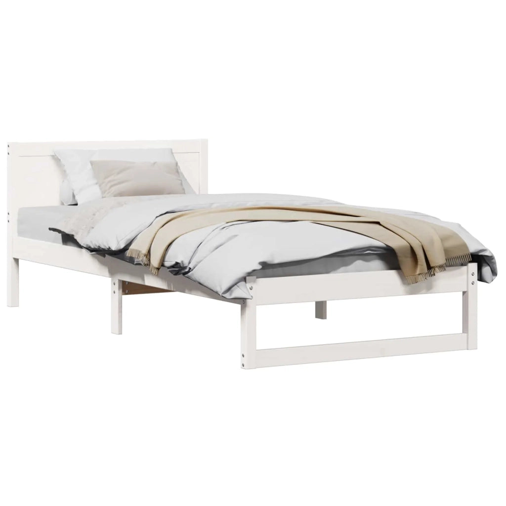 Struttura del letto Bianco 90 x 200 cm Pino massello 873290