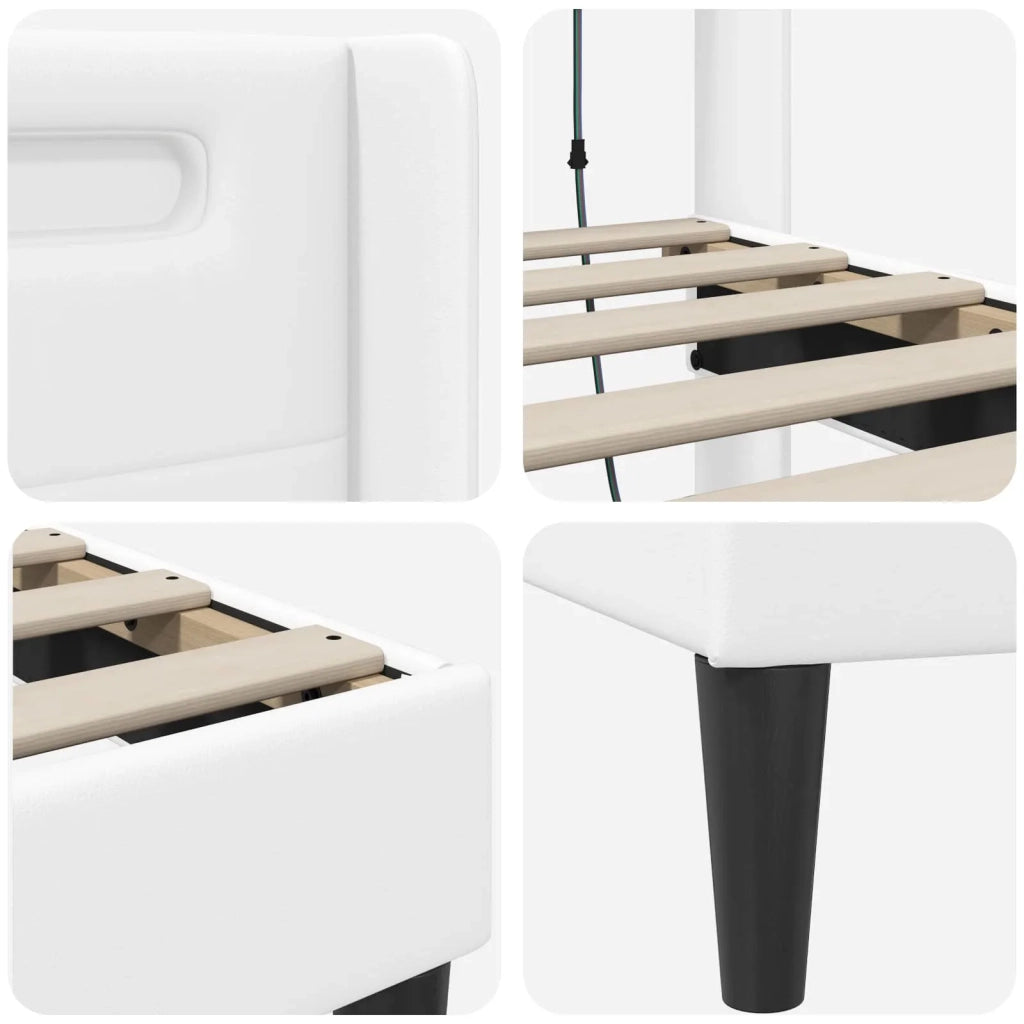 Letto singolo | Letto per adulti | Struttura del letto con testiera Bianco 80 x 200 cm Similpelle