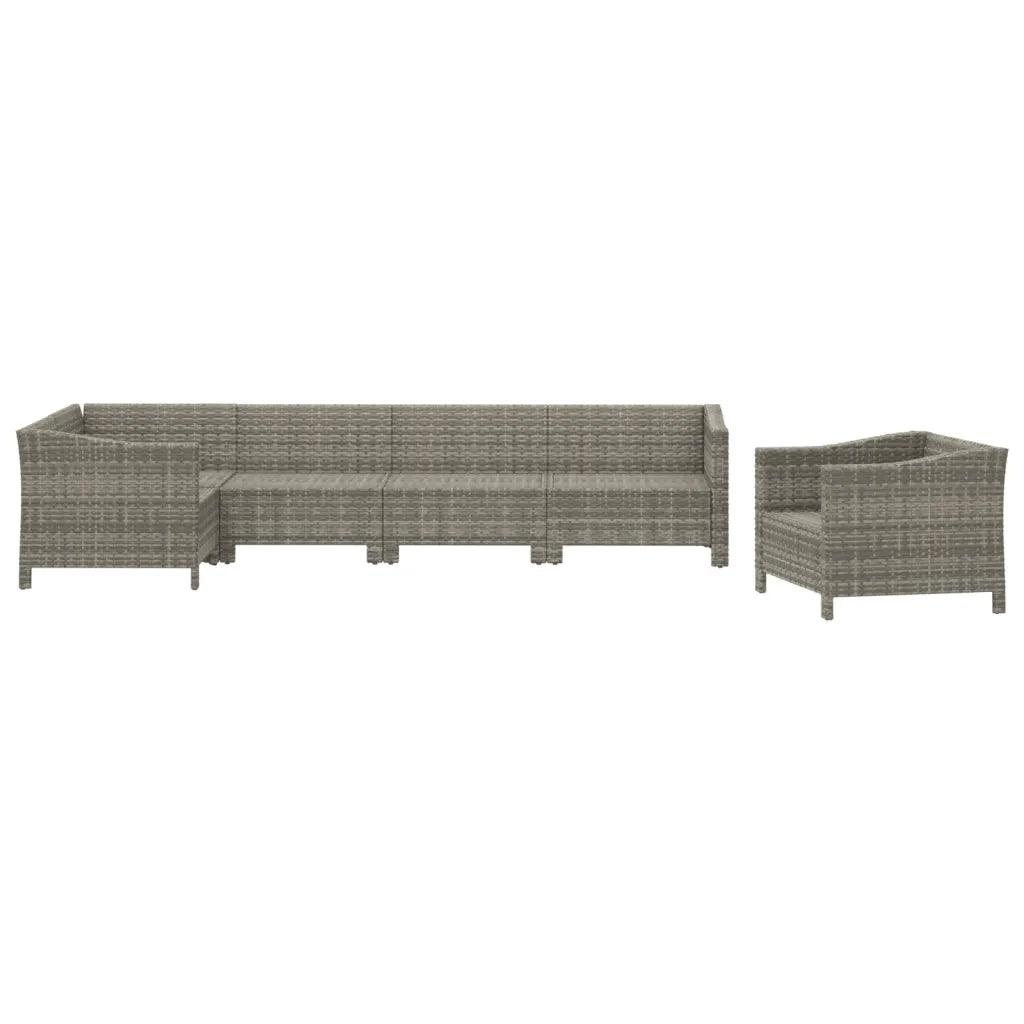 Set Divani da Giardino 6 pz con Cuscini in Polyrattan Grigio 3187282