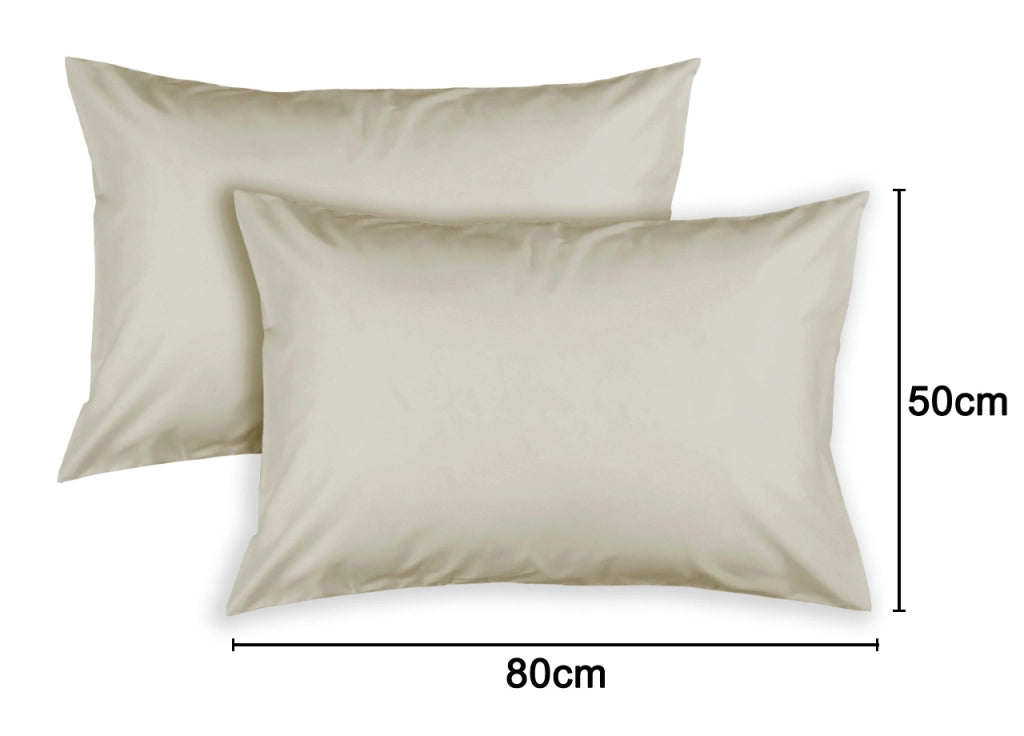Coppia Federe Letto A Sacco Con Patella In Cotone Percalle Tinta Unita - Federe - Beige