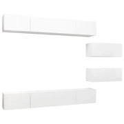Set Mobili Porta TV 6 pz | Armadietto TV | Mobile Porta TV Bianco in Legno Multistrato