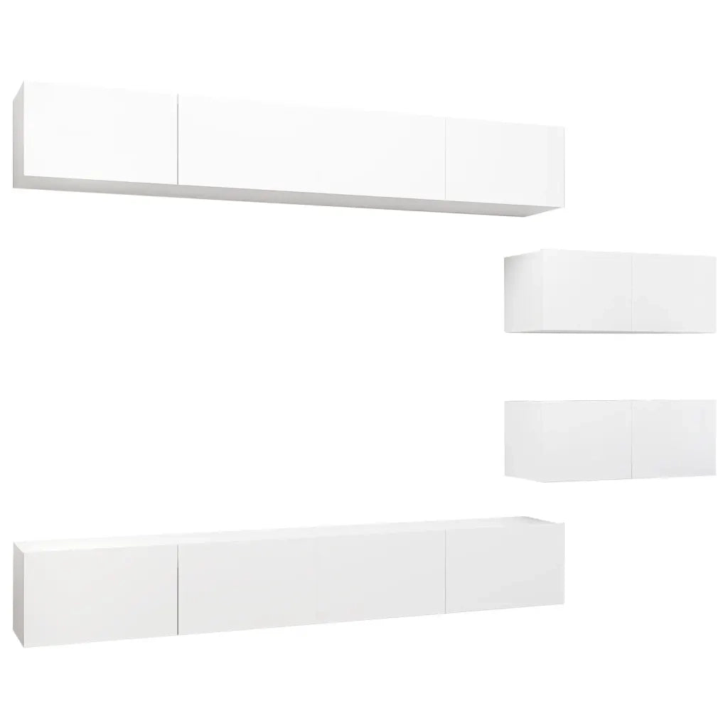 Set Mobili Porta TV 6 pz | Armadietto TV | Mobile Porta TV Bianco in Legno Multistrato