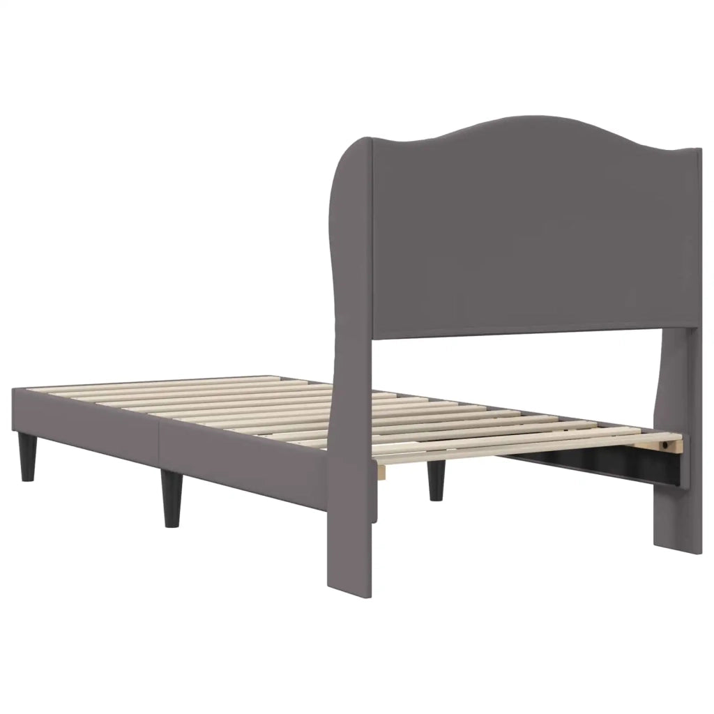 Letto singolo | Letto per adulti | Struttura del letto con testiera Grigio 90 x 190 cm Similpelle