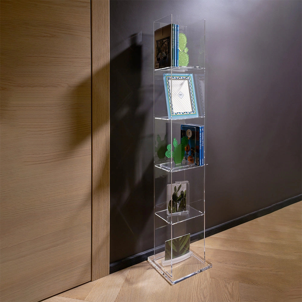 LIBRERIA BOOK TOWER  IN CRISTALLO ACRILICO TRASPARENTE