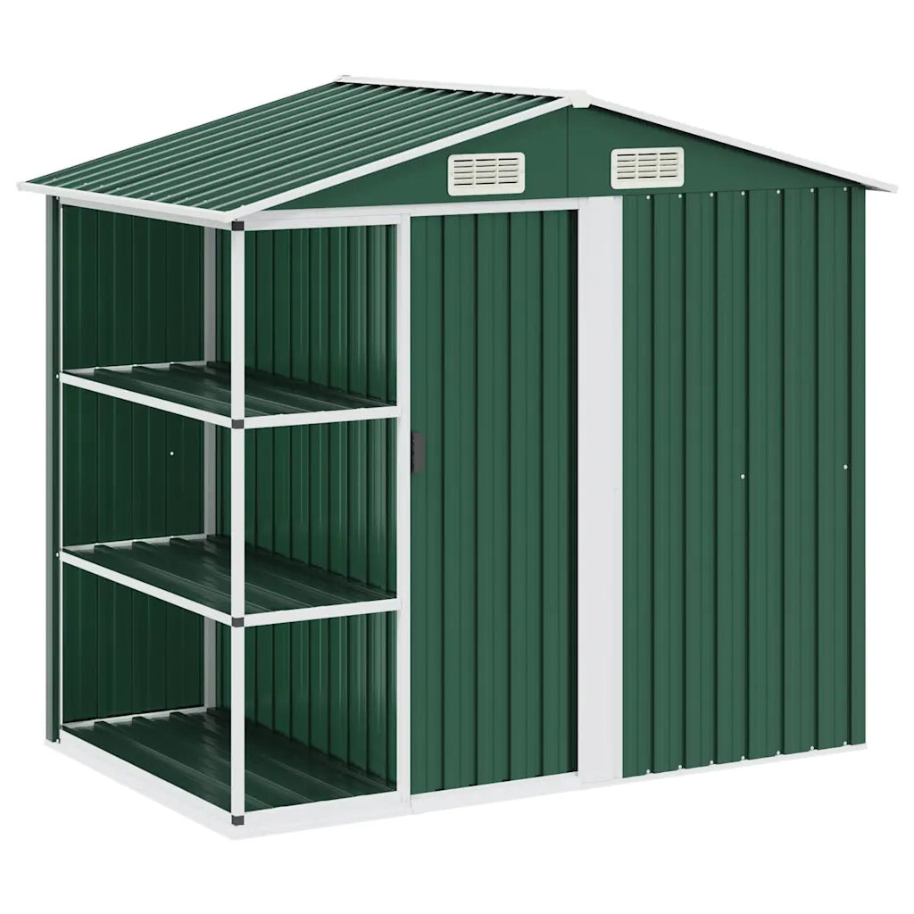 Capanno da Giardino con Scaffali Verde 205x130x183 cm in Ferro CFW3314310