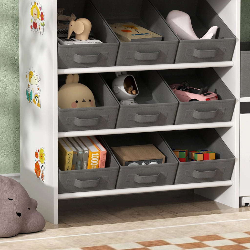 Organizzatore per bambini con 11 cesti ¨C zephmum ¨C bianco 105x30x80 cm