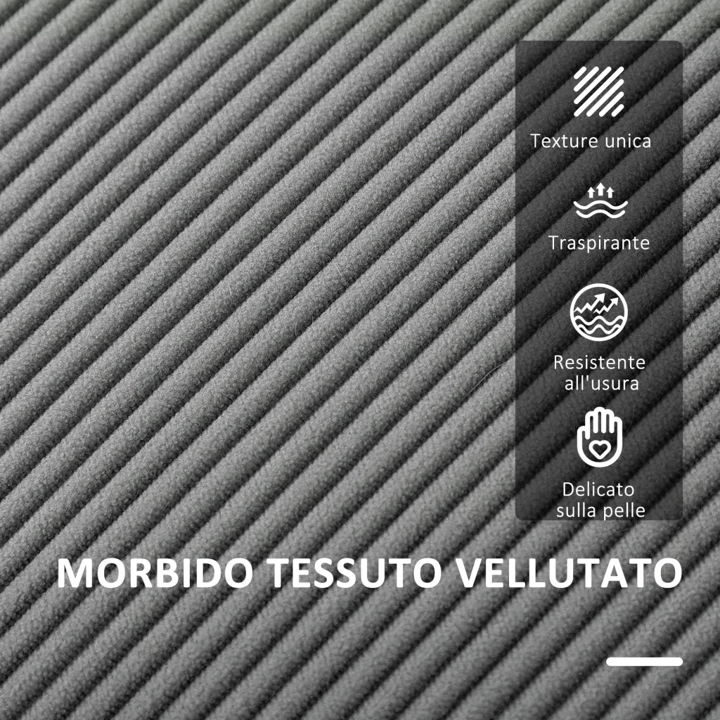 Divano 2 Posti Tessuto Velluto con Contenitore e Cuscini ¨C Minimal ¨C Grigio 140x63x79 cm