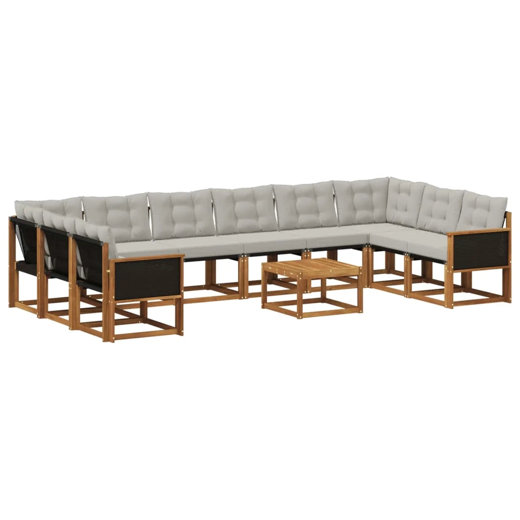 Set di divani da esterno 11 pcs Naturale e Grigio chiaro 3382247