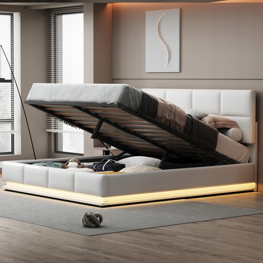 Letto imbottito - Xylo - 180x200 - LED idraulico bianco