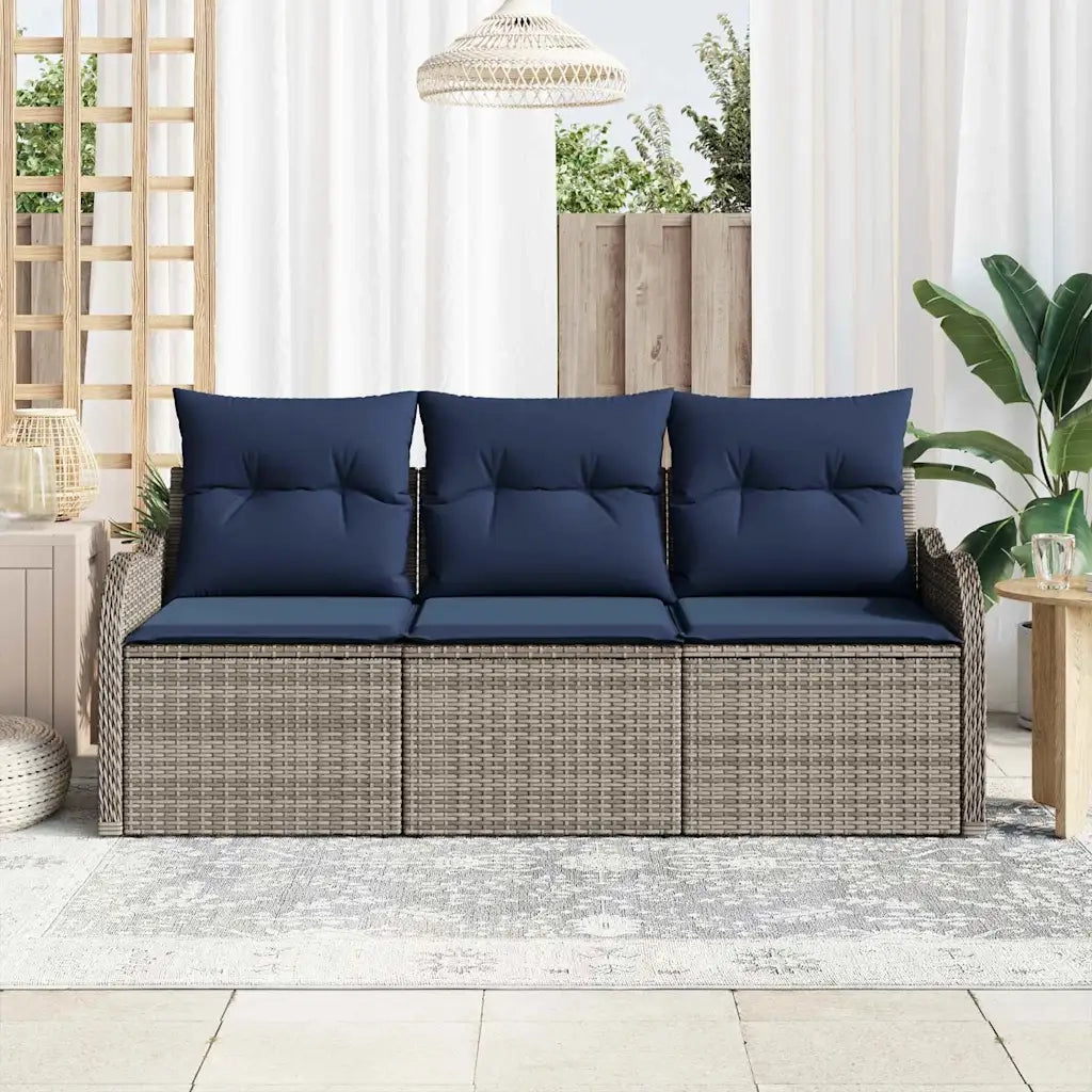 Set Divano da Giardino 3 pz Grigio polyrattan 3345565