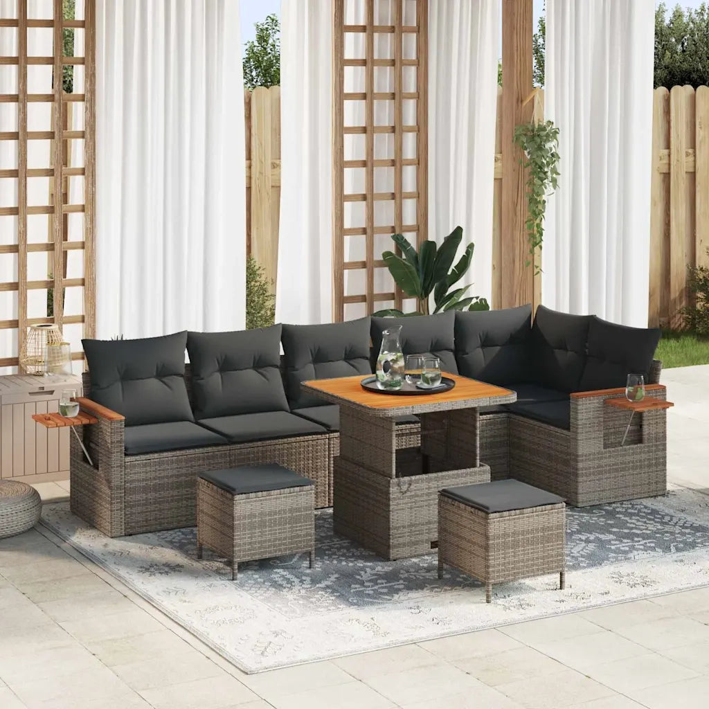 Set Divano da Giardino con cuscino 11 pcs Grigio polyrattan 3365143