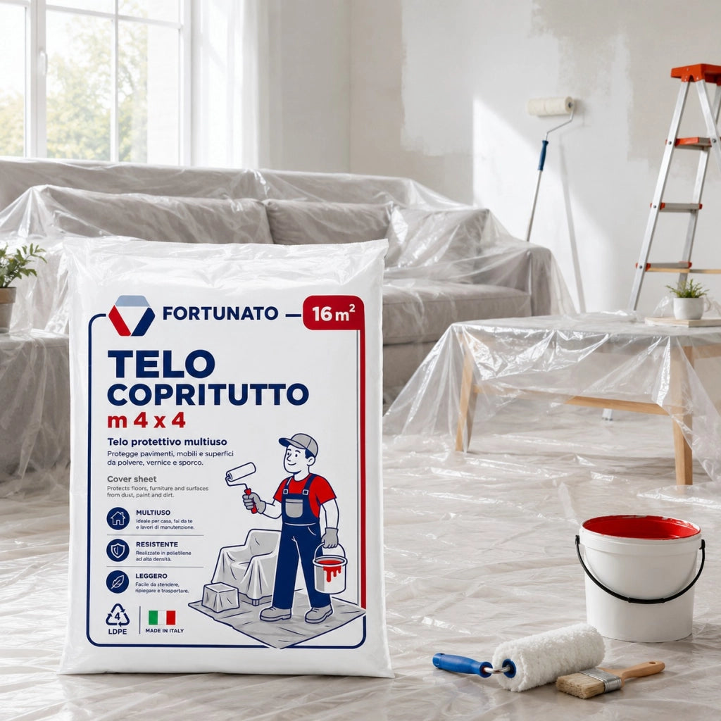 Fortunato telo copritutto trasparente multiuso 4x4 metri *** quantità pezzi 2, confezione 1