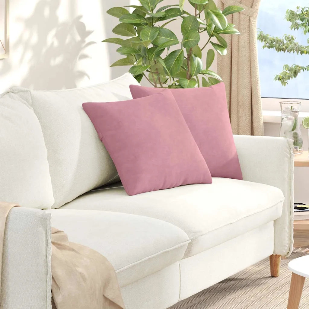 Cuscini da Divano 2 pz-Set di 2 Cuscini per Sofa Rosa 45 x 45 cm Tessuto in Cords