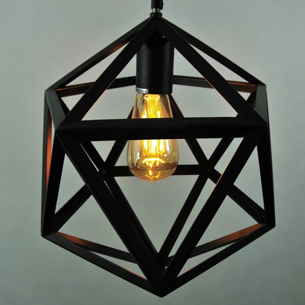 Lampada a sospensione nera geometrica E27 Ø35 Polux