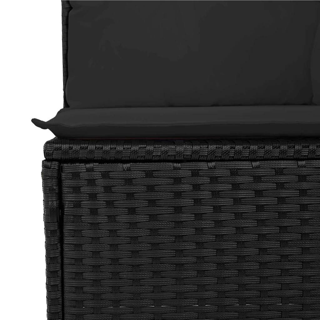 Set Divano da Giardino con cuscino 13 pcs Nero polyrattan