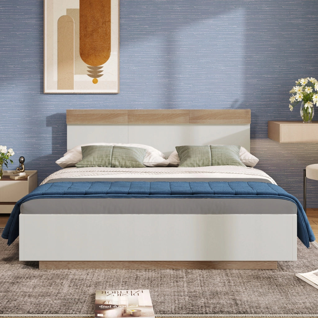 Letto matrimoniale in quercia bianco con testiera - Xylo