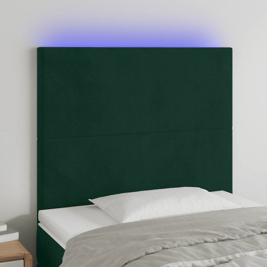 Testiera | Testata a LED Verde Scuro 100x5x118/128cm in Velluto
