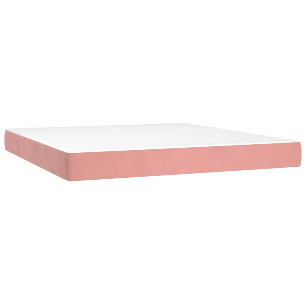 Giroletto a Molle con Materasso Rosa 160x200 cm in Velluto 3132572