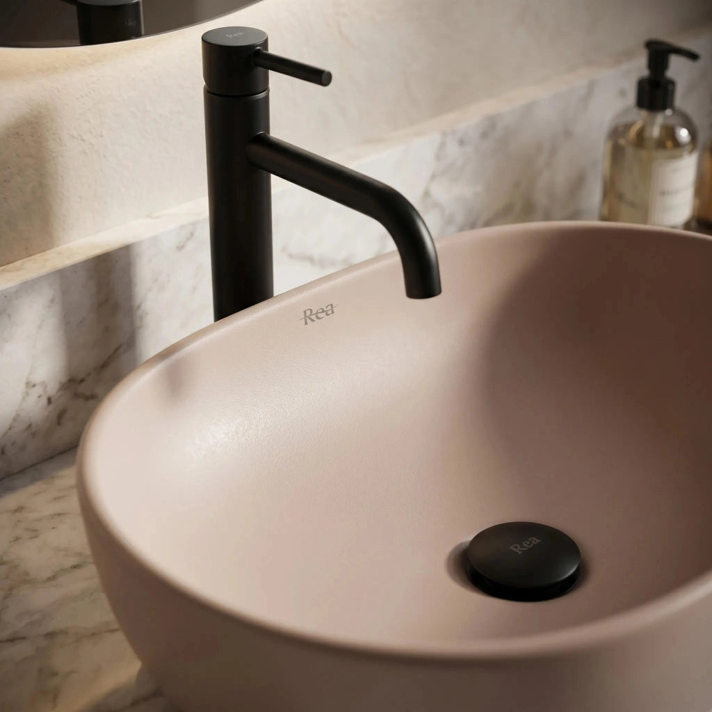 Lavabo Da Appoggio Rea Focus Taupe