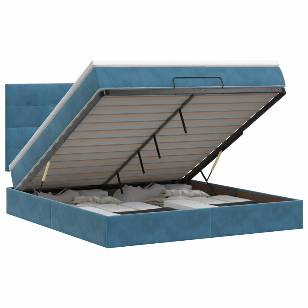 Letto ottomano con materasso Blu Scuro 140 x 190 cm Velluto 3457723