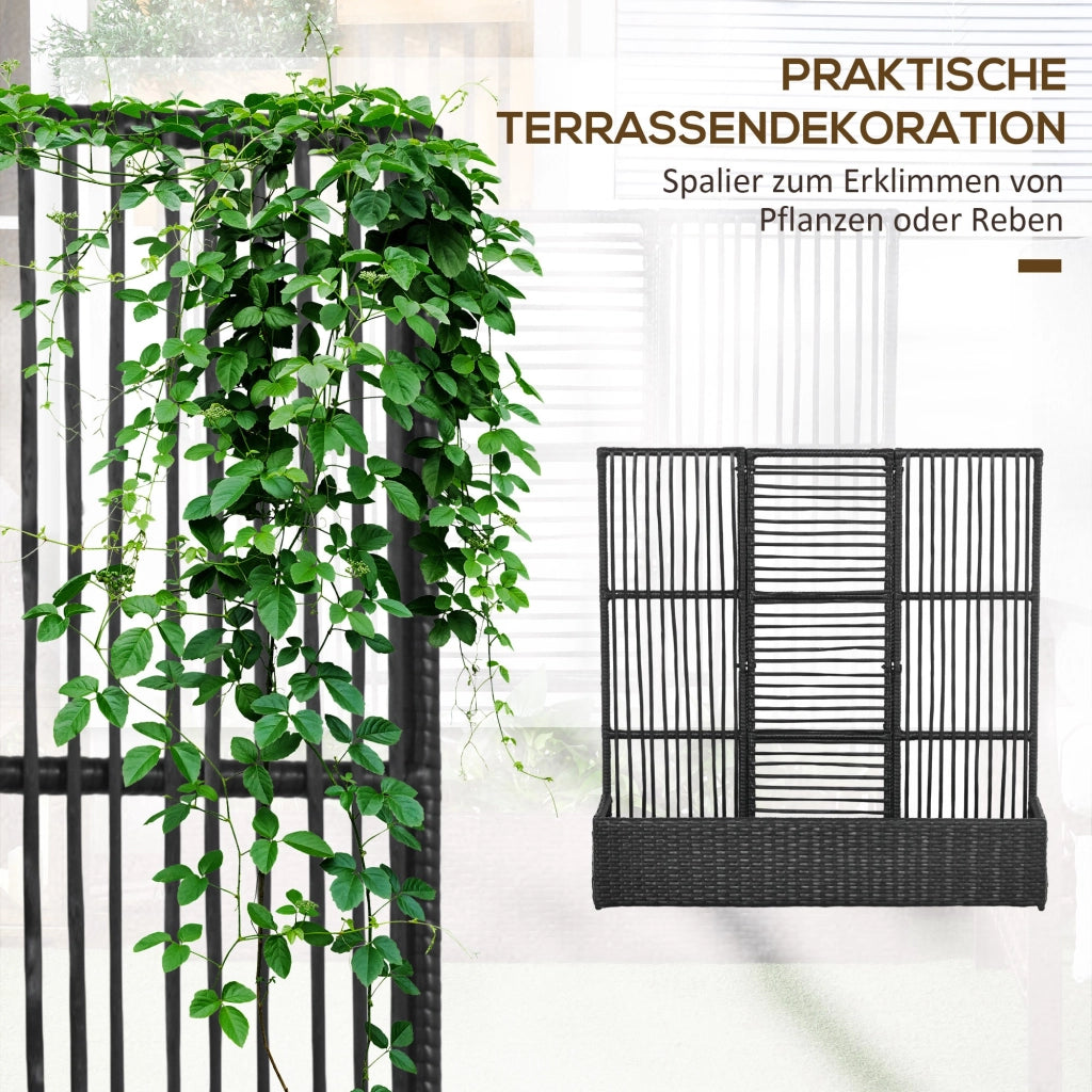 Fioriera con Spalier ¨C Xylo ¨C Polyrattan Nero 103x29x103 cm
