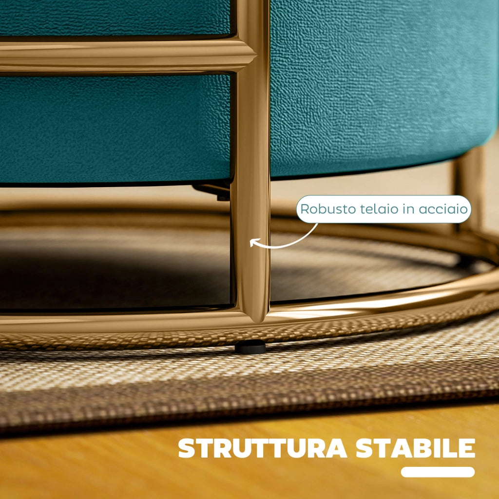 Pouf Contenitore Rotondo in Velluto ¨C Minimal ¨C Verde, ?42x39 cm