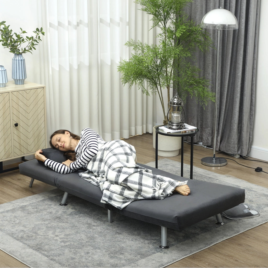 Poltrona Letto Reclinabile ¨C Xylo ¨C Tessuto Velluto Grigio Scuro 75x70x75 cm