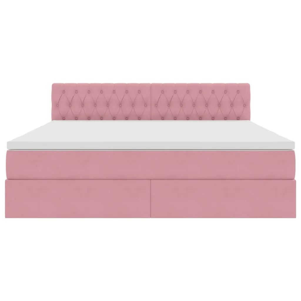 Letto con contenitore e LED con led Rosa 160 x 200 cm Velluto 3371468