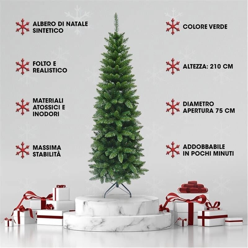 MAURY'S ALBERO DI NATALE EXTRA SLIM 210 CM VERDE