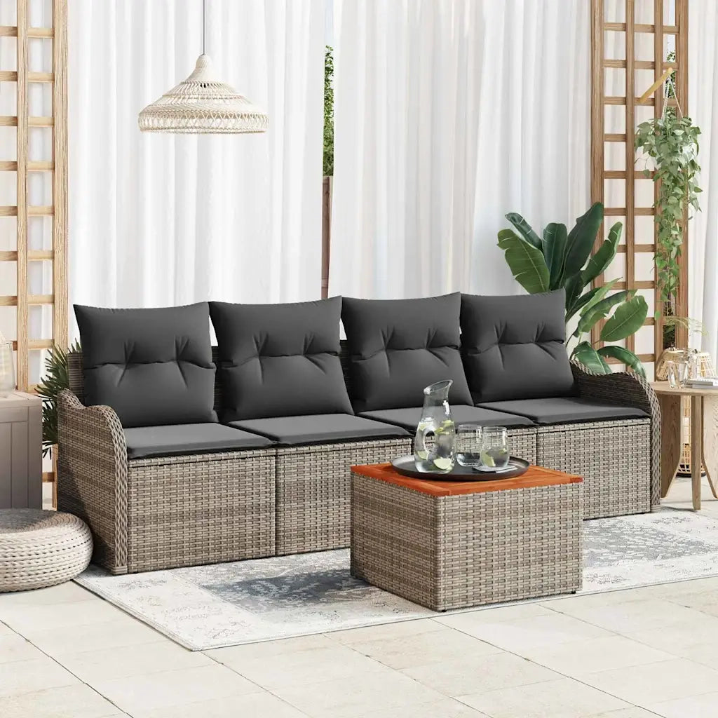 Set Divano da Giardino 5 pcs Grigio polyrattan 3356179
