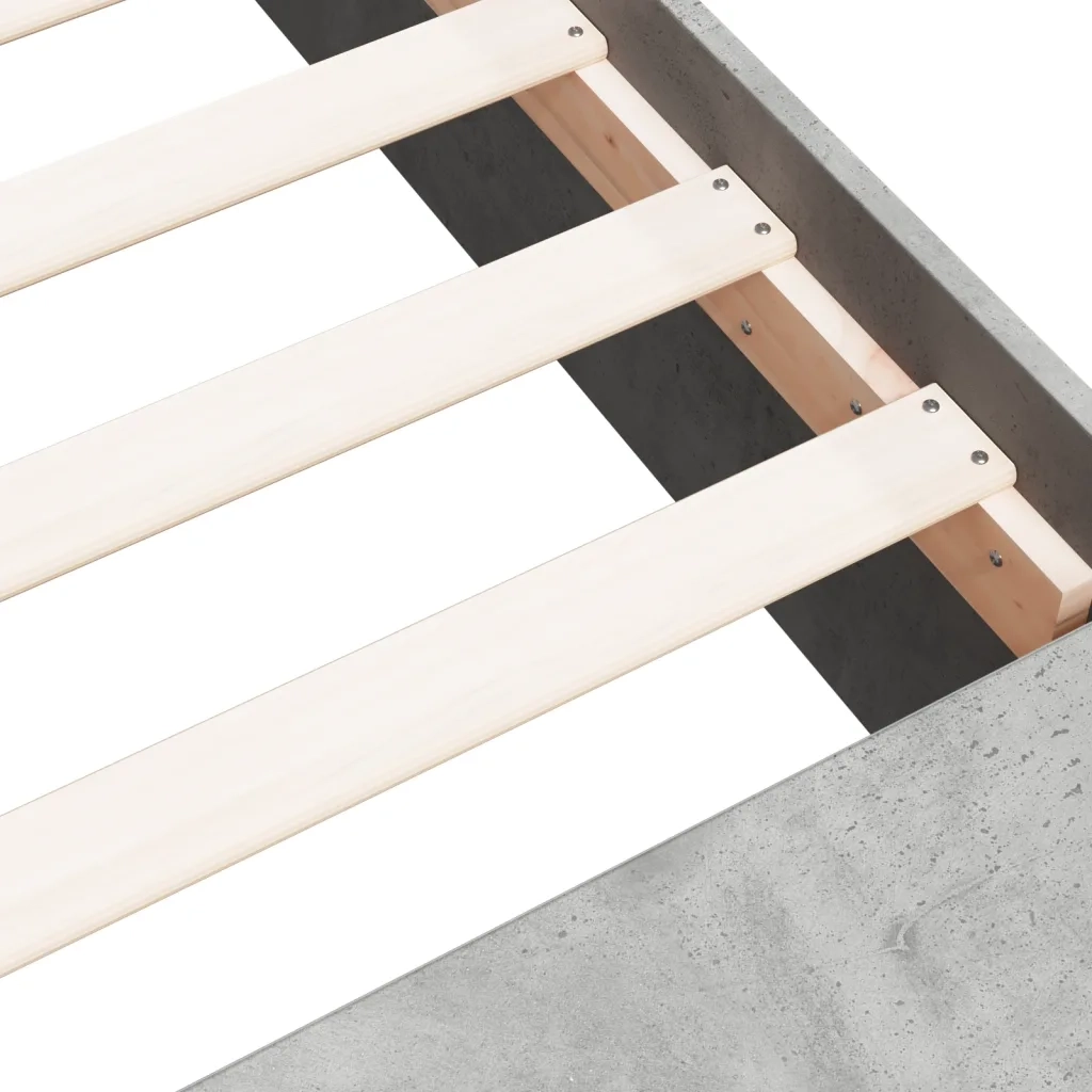 Letto singolo | Letto per adulti | Giroletto Grigio Cemento 75x190 cm in Legno Multistrato