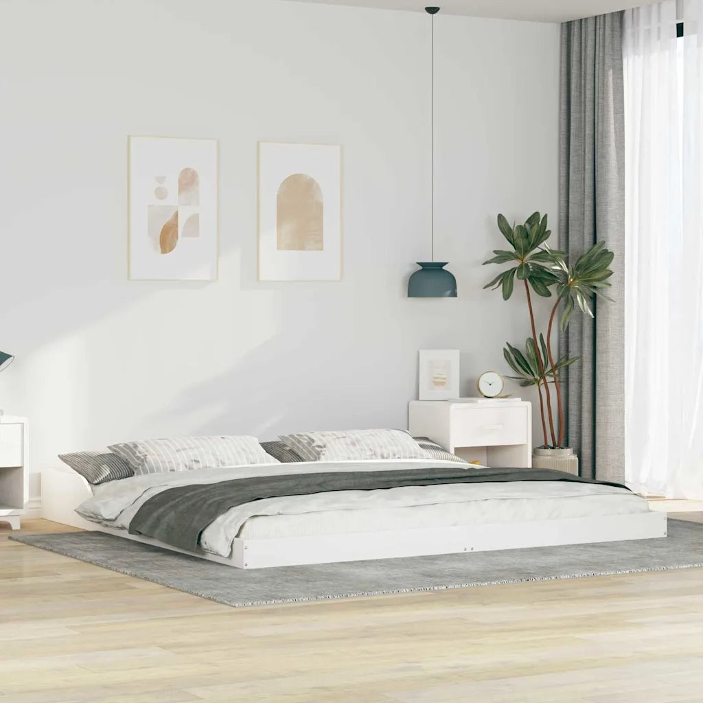 Struttura del letto Bianco 200 x 200 cm Pino massello 873302