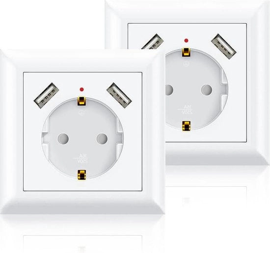 Adattatore di corrente con 2 x USB - 2 pezzi - Bianco - Per smartphone e tablet