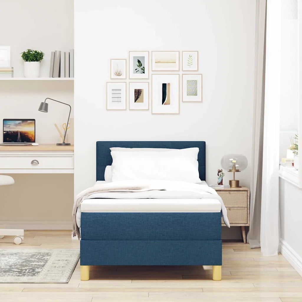 Letto a Sorgente LED con strisce LED Blu 90 x 200 cm Tessuto 3342414