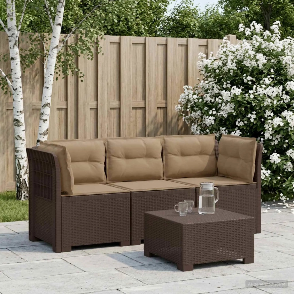 Divano da giardino 3 posti con cuscini in look rattan PP 3443840