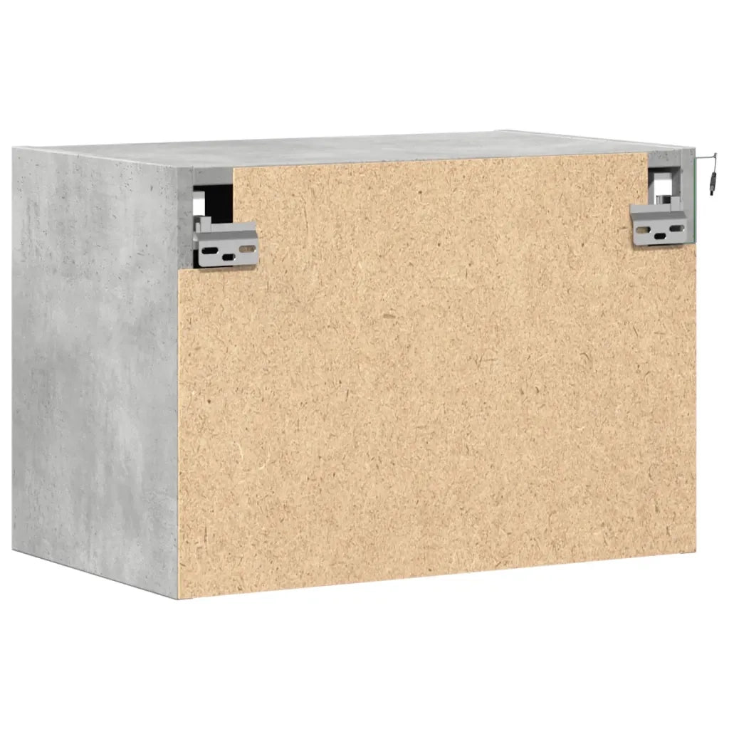 Comodini a Parete con Luci LED 2 pz Grigio Cemento 852096