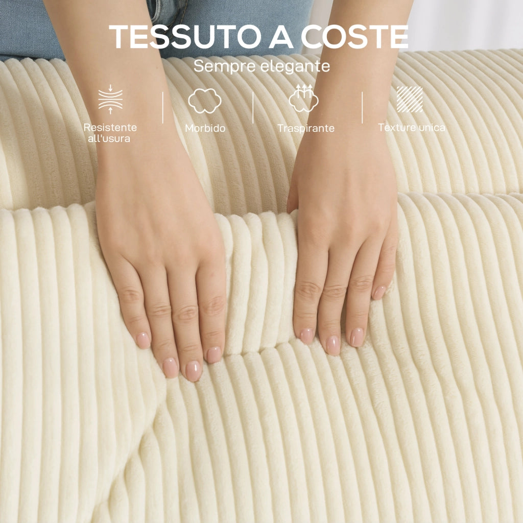 Divano 3 Posti Modulare con Braccioli Larghi e Cuscini in Velluto ¨C Minimal ¨C Beige