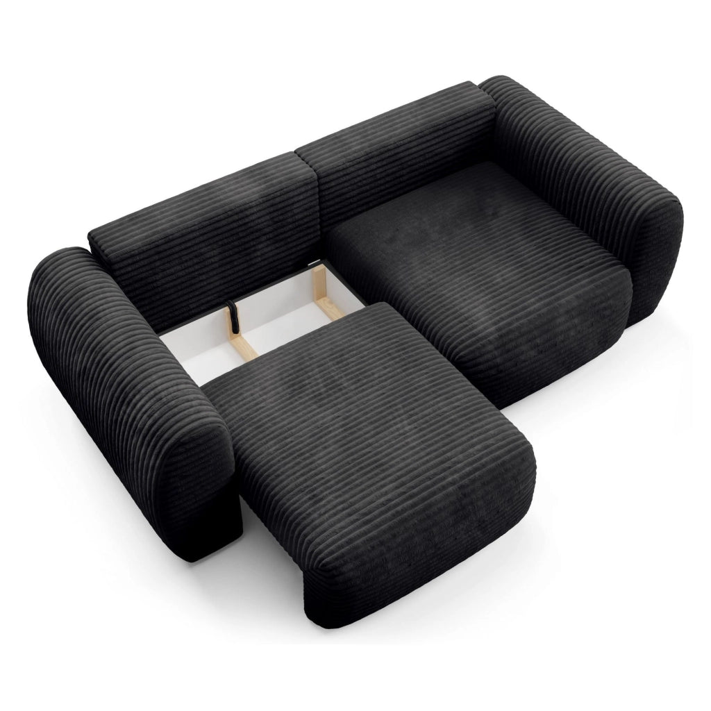 Golgi, Divano Letto 2 Posti Contenitore, 266x121 cm Nero
