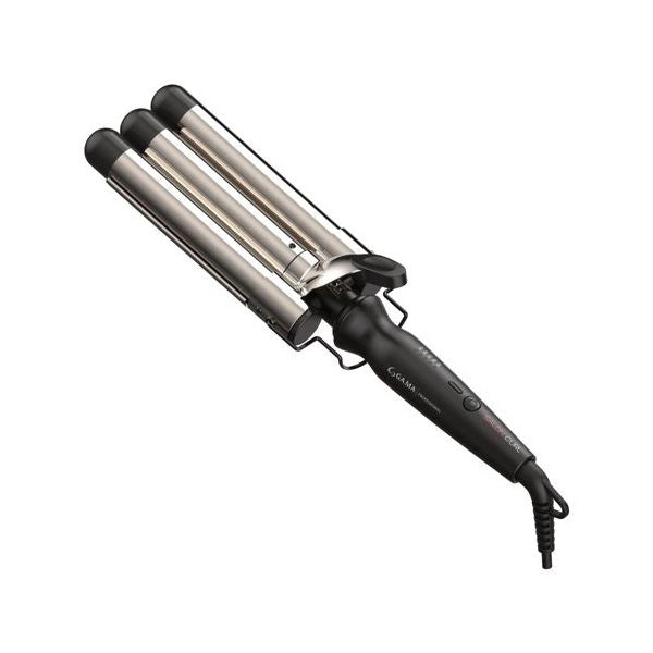 Ga.ma triferro salon curl gama, ideale per realizzare ricci impeccabili su capelli lunghi e folti, 3 tubi da 25 mm, tubo extra-lungo da 170 mm, tecnologia silk chrome, riscaldamento veloce, rivestimento nano silver, temperatura regolabile da 130 a 210°c,  - PC5006