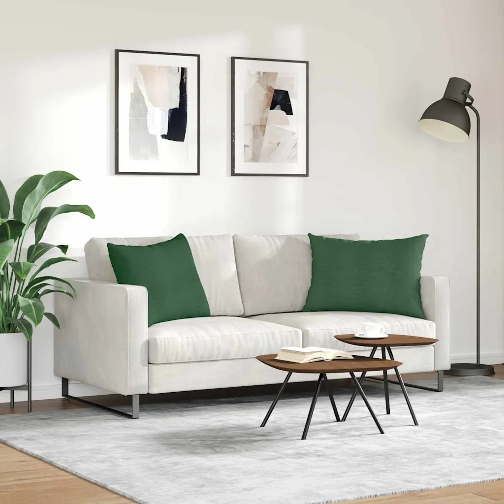 Cuscini da Divano 2 pcs Verde Scuro 70 x 50 cm Tessuto in Cords 42013779