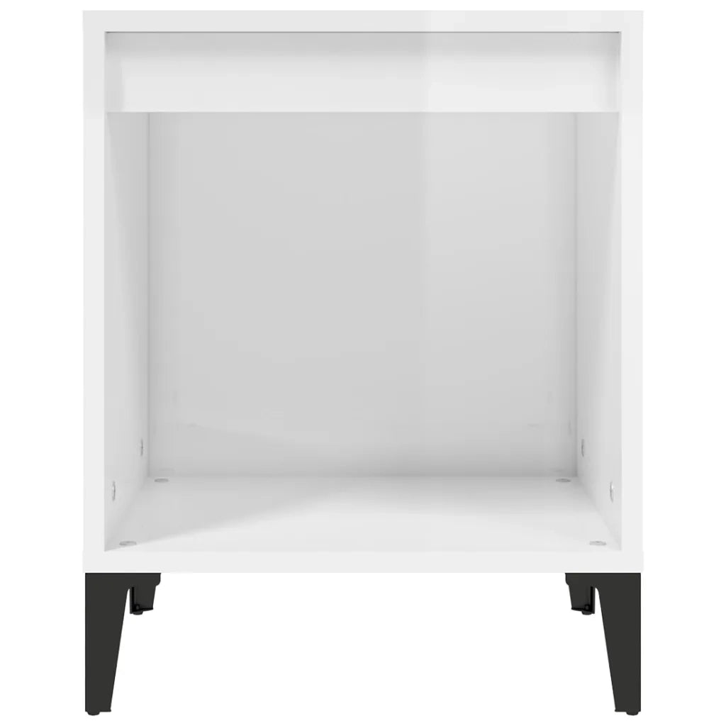 Set di 2 Comodini | Armadio da Notte | Mobiletto da notte in Bianco Lucido 40x35x50 cm