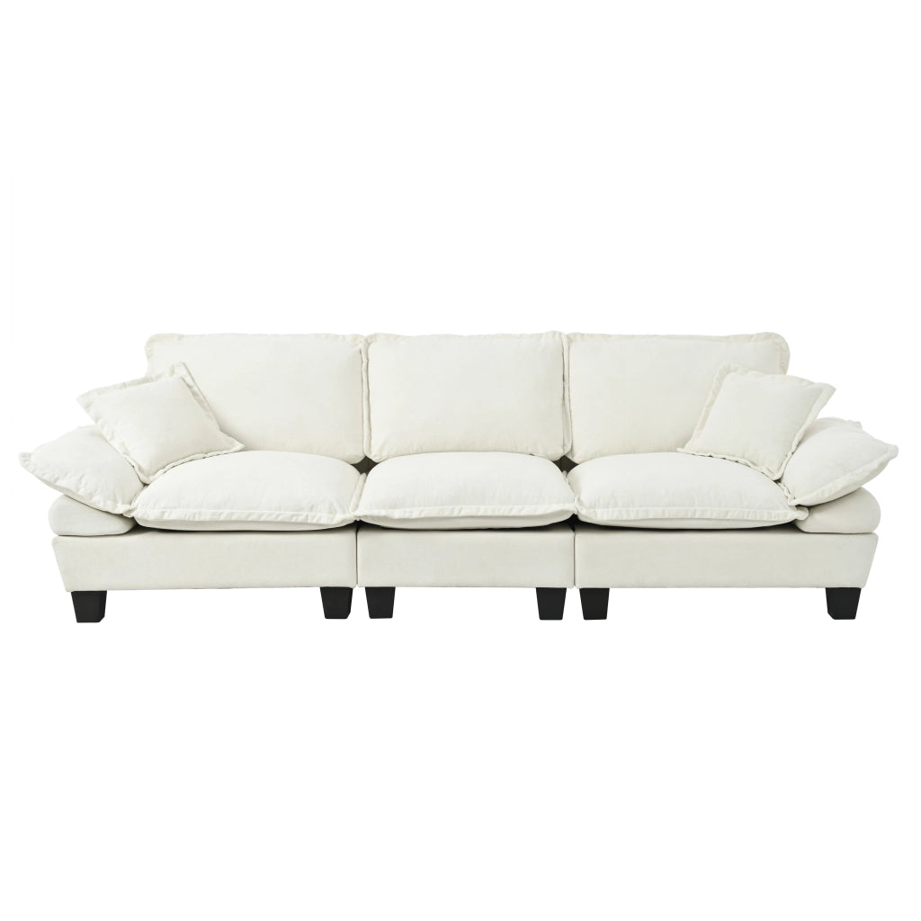 Divano 3 Posti in Chenille con Braccioli Curvi ¨C MINIMAL ¨C Beige