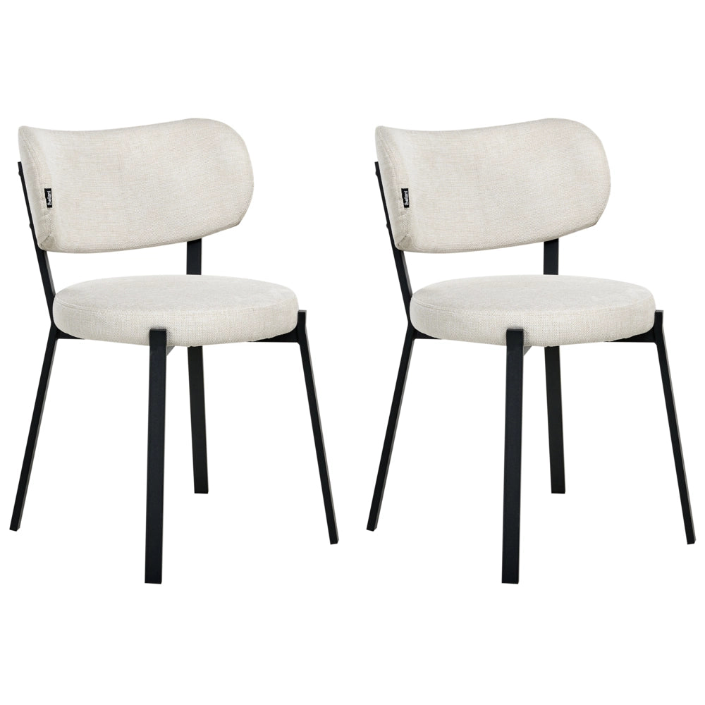 Set di 2 sedie da pranzo in tessuto Seduta imbottita Gambe in ferro beige chiaro stile elegante