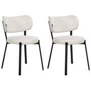 Set di 2 sedie da pranzo in tessuto Seduta imbottita Gambe in ferro beige chiaro stile elegante