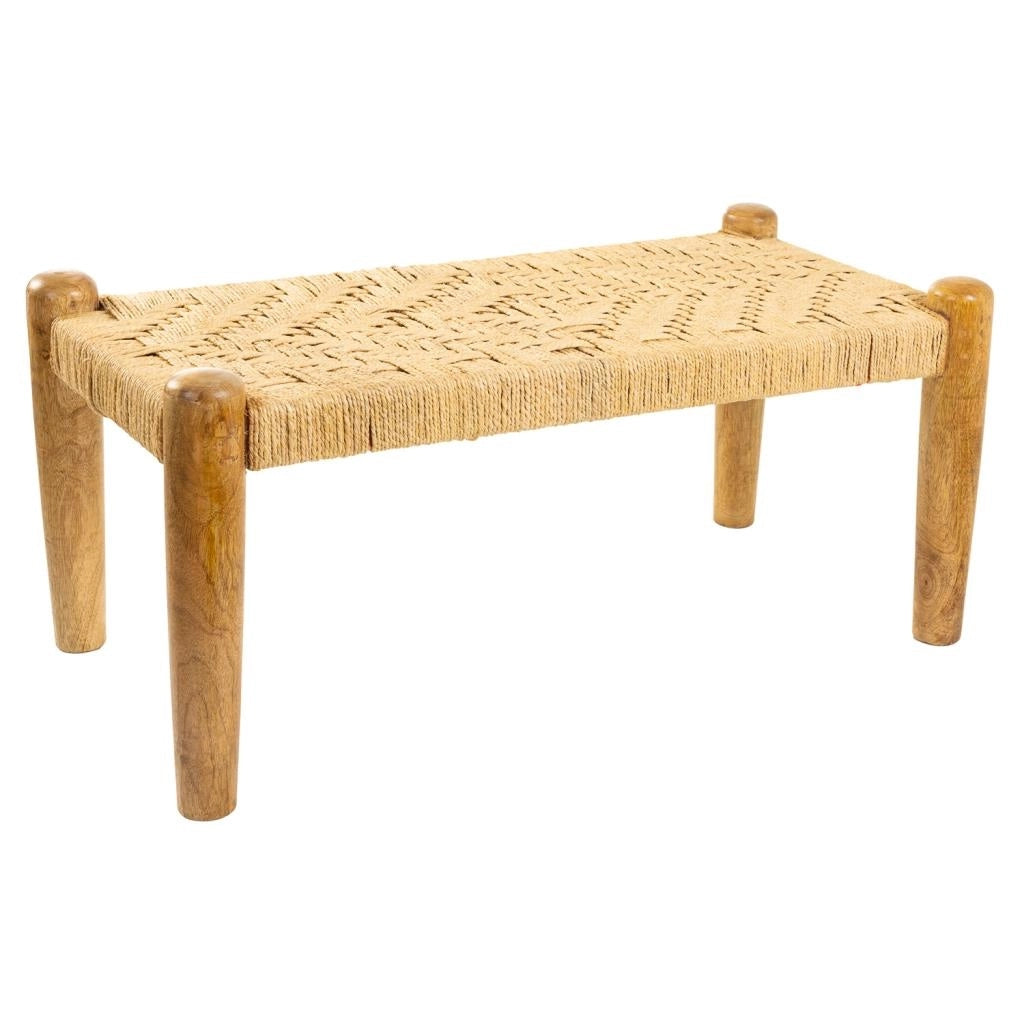 Sgabello in legno e corda marrone 90x44x35h