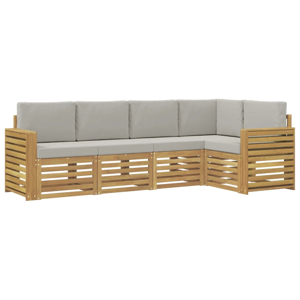 Set di divani da esterno 5 pcs Bianco e Grigio Chiaro 3391841