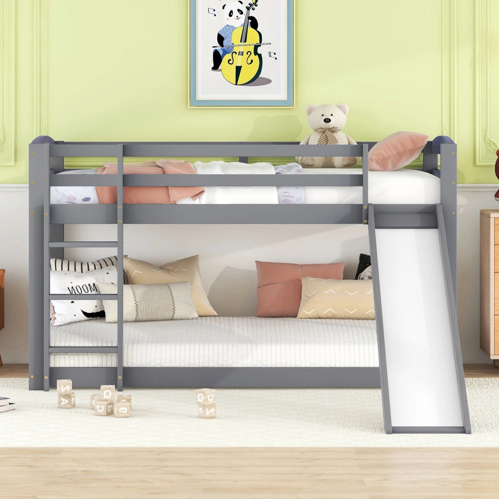 Letto a castello con scivolo legno di pino 90x200 cm