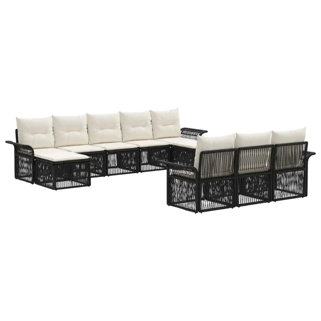 Set Divano da Giardino 10 pz Nero polyrattan 3434962